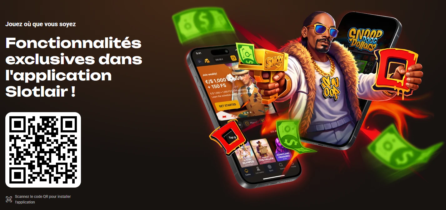 Application mobile Slotlair avec téléchargement par code QR