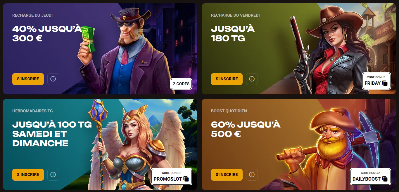 Promotions Slotlair avec recharges et jusqu'à 500 € de bonus